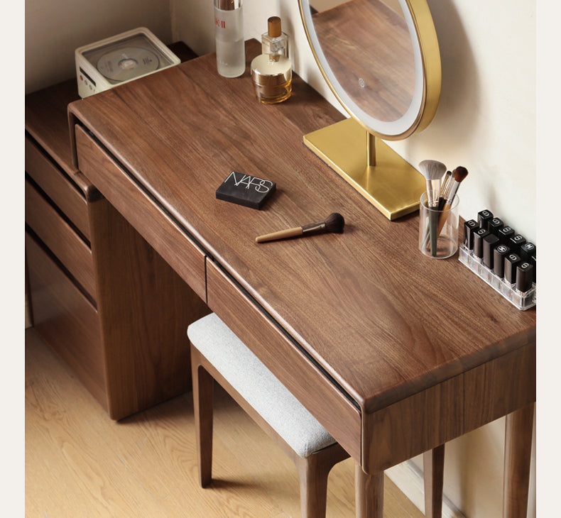 Black walnut solid wood retractable dressing table Nordic chest of drawers integrated<