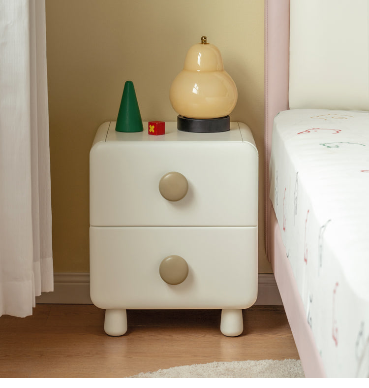 Rubber Solid Wood Cream Style Locker Children's Nightstand