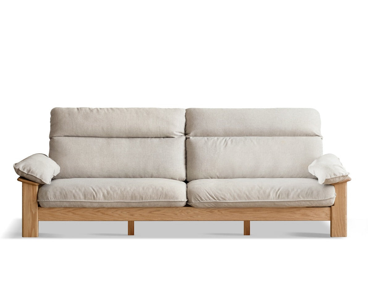 Oak solid Wood Fabric Sofa adjustable backrest"