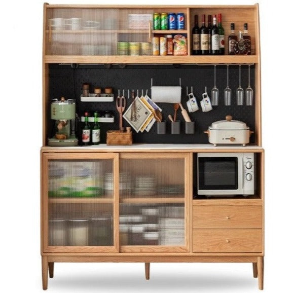 Oak solid wood sideboard multi-functional buffet cabinet,