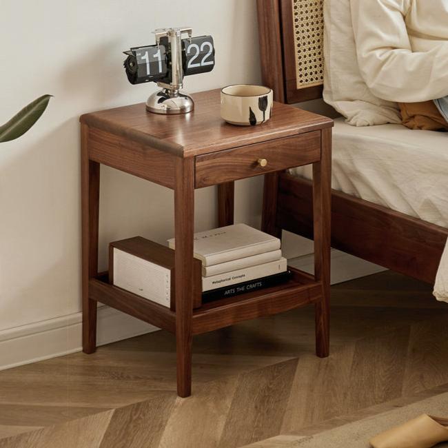 Black Walnut Solid Wood Narrow Nightstand