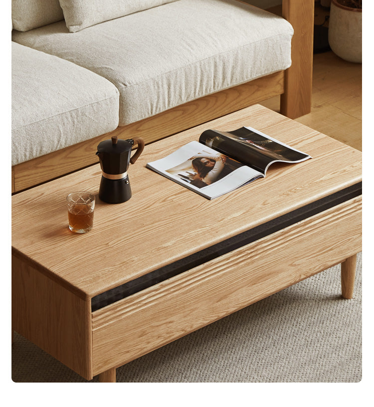 Oak solid wood modern tea table with drawer,