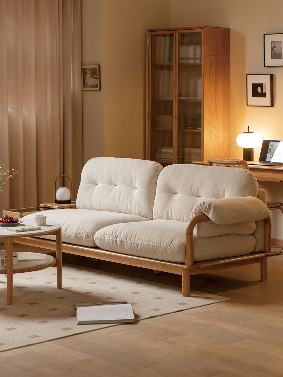 Oak Solid Wood Cloud Storage Sofa