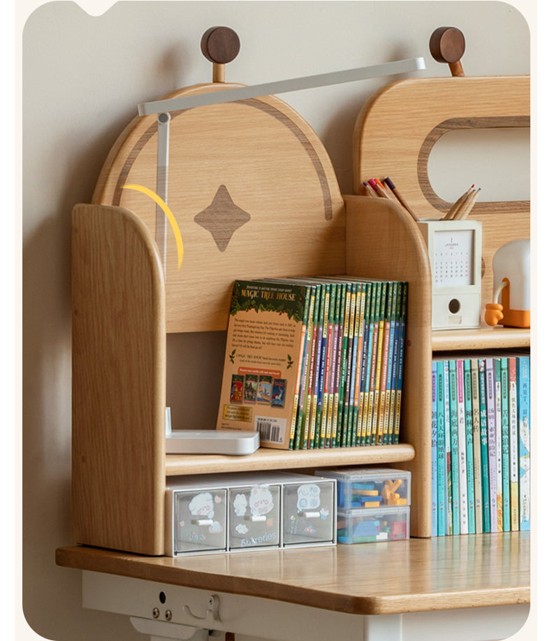 Oak Solid Wood Children's Study Desk Bookshelf