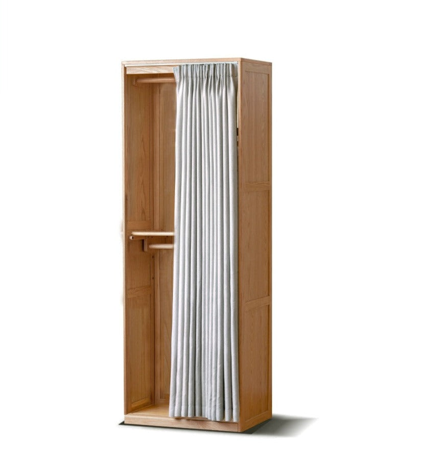 Oak solid wood wardrobe curtain design-