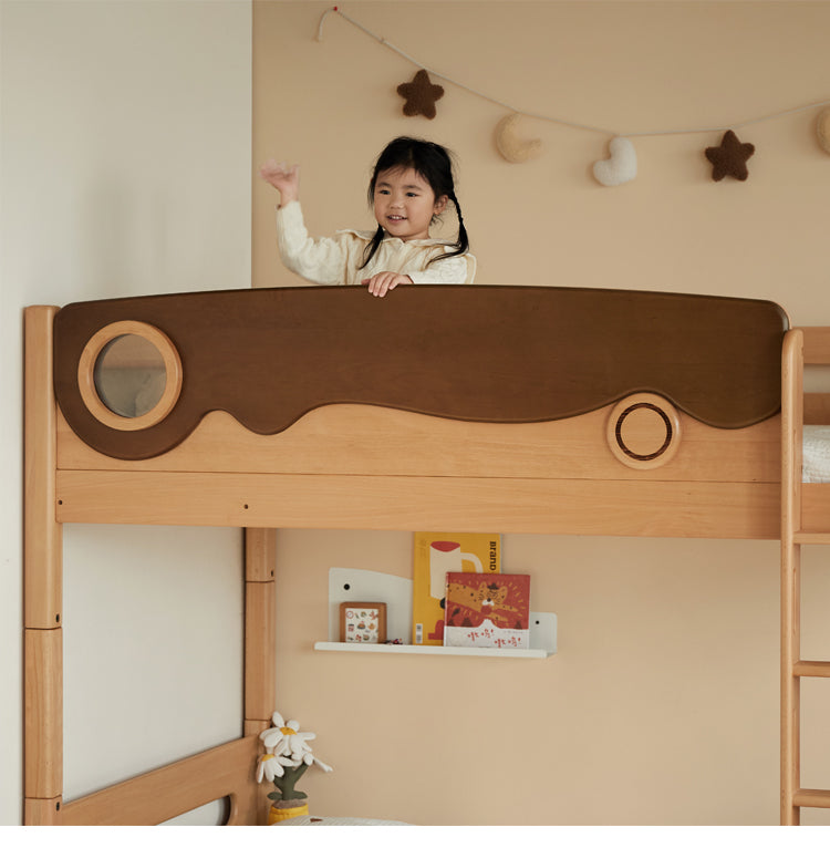 Beech solid wood with guardrails bunk bed