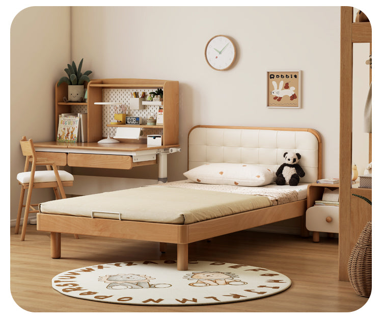 Beech Solid Wood Bedroom Furniture Set Children's Bed Montessori: