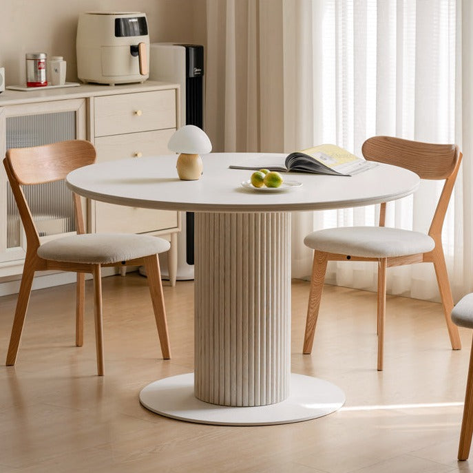 Oak solid wood Rock Plate Dining French Cream Style Round Dining Table