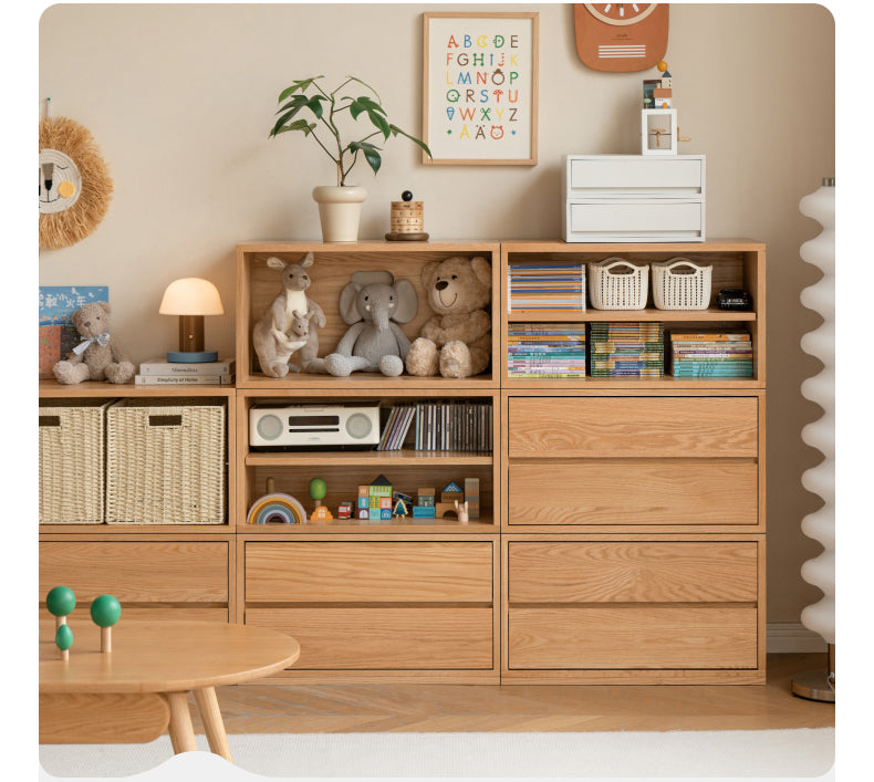 Oak Solid Wood TV Cabinet Modern free combination storage bookcases: