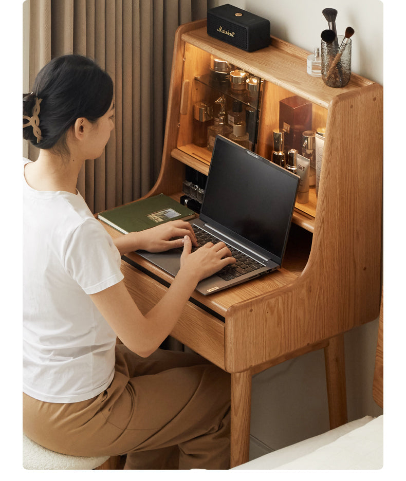 Oak solid wood dressing table shelf integrated