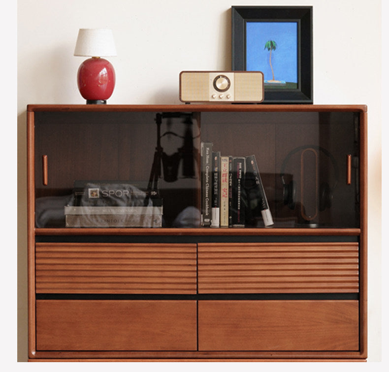 Poplar Solid Wood Vintage Style Study Storage Cabinet