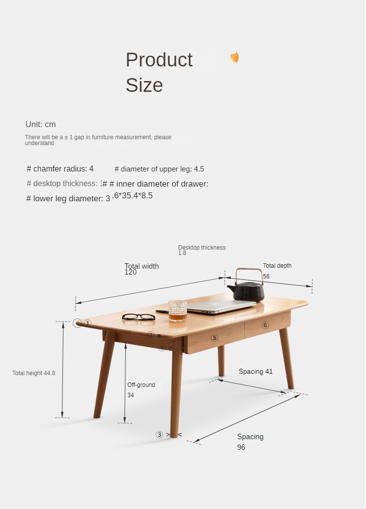 Beech solid wood coffee table "