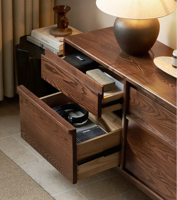 Ash Solid Wood Wabi-sabi Style TV Cabinet