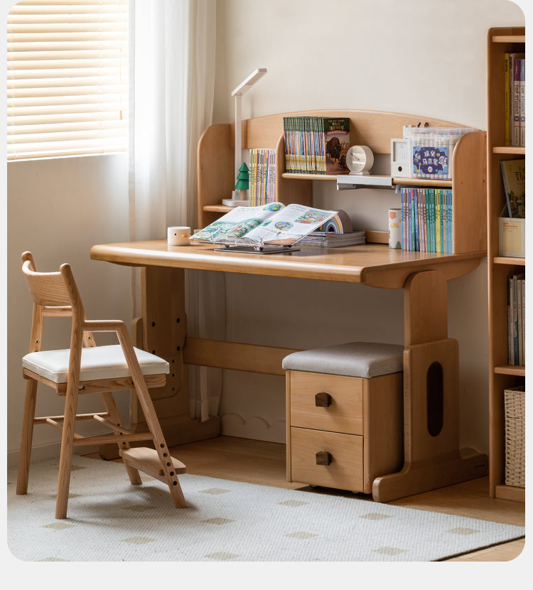 Beech Solid Wood Children's Liftable Study Table