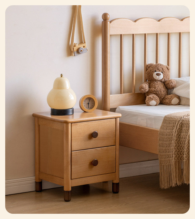 Oak, Beech Solid Wood Two-Drawer Nightstand