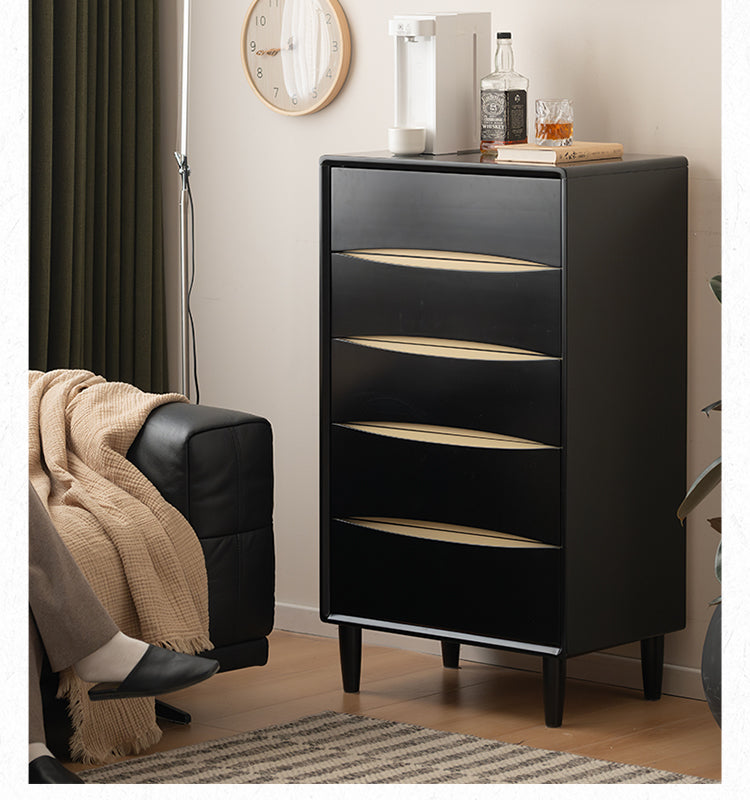 Rubber Solid Wood Modern Drawer Cabinet