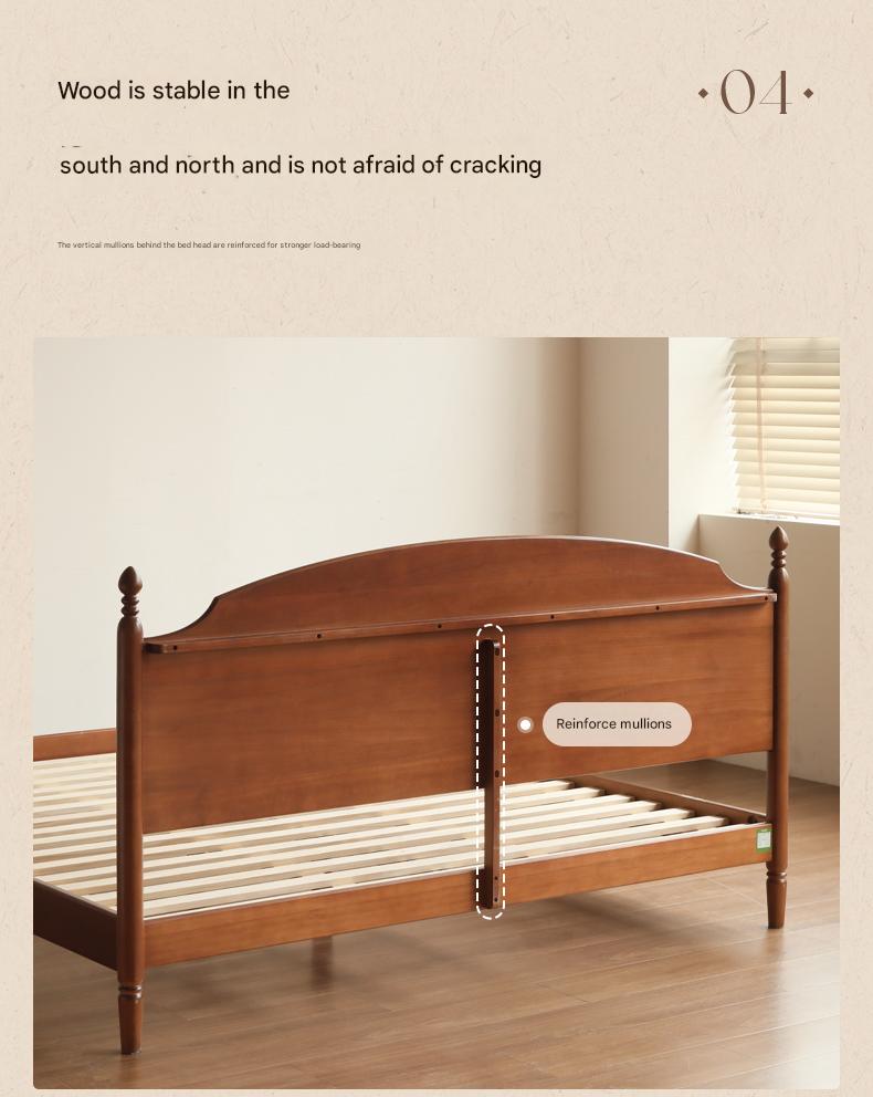 Poplar, Cherry Solid Wood French Retro Large Board Bed