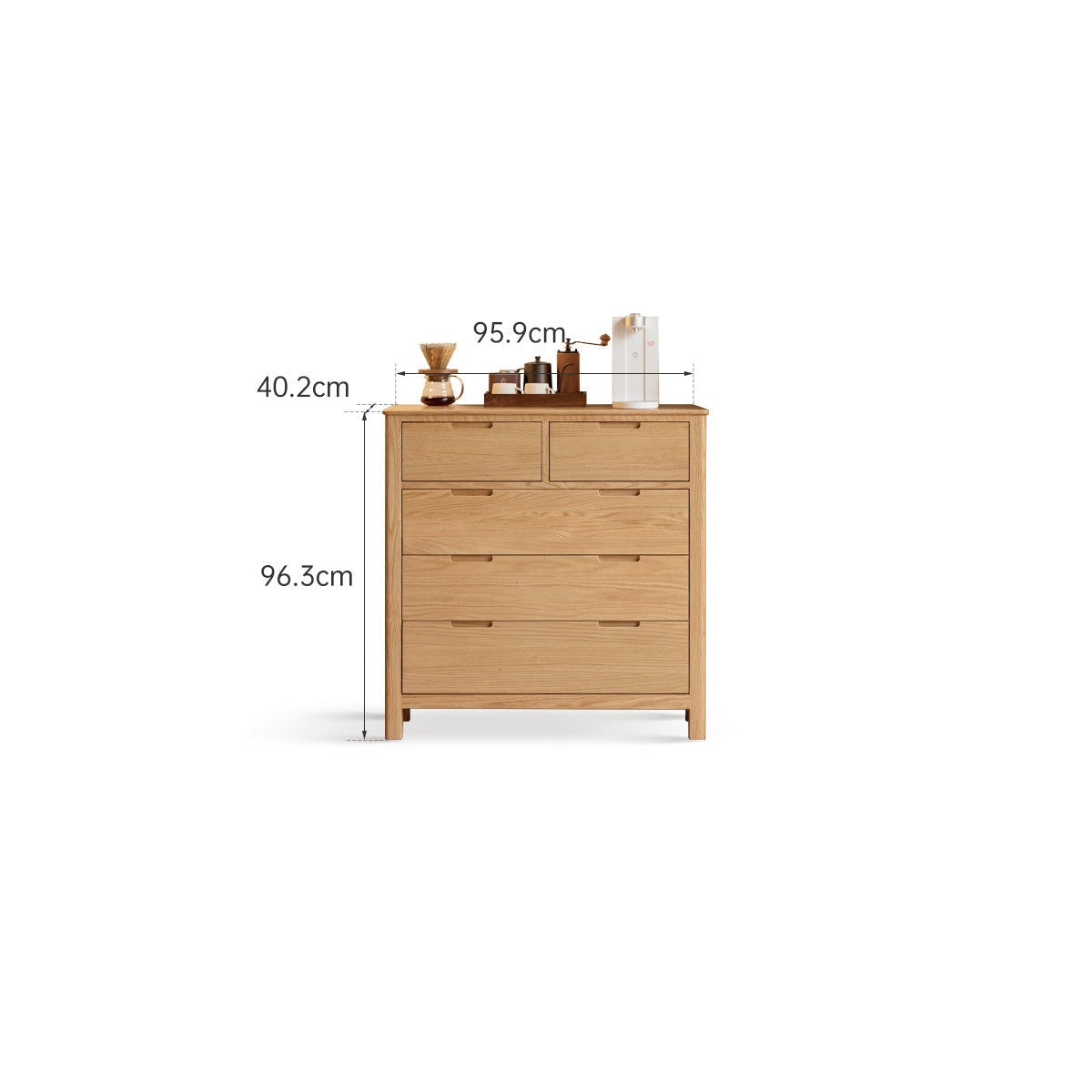Oak solid wood chest of drawers"