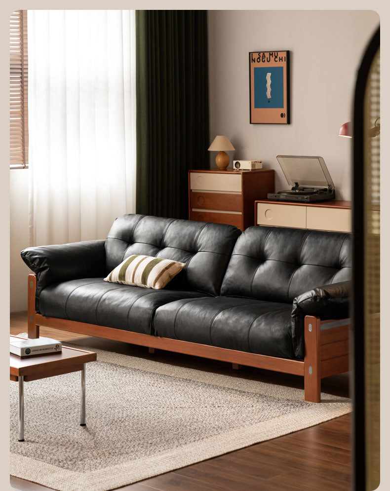 Poplar solid wood antique style Bauhaus high backrest sofa