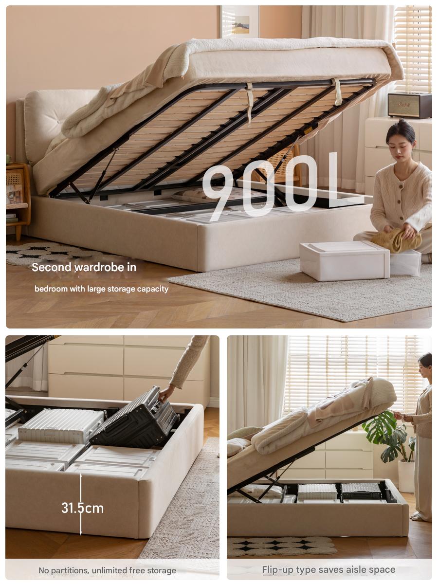 Cloud Upholstered Storage Bed with Tufted Wingback Headboard