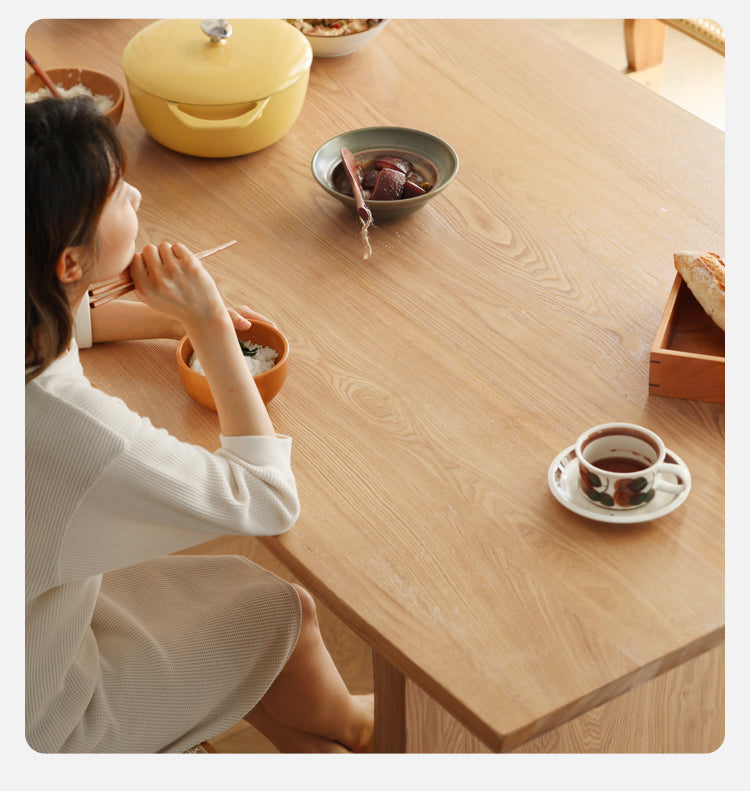 Ash solid wood dining table wabi-sabi style live edge"