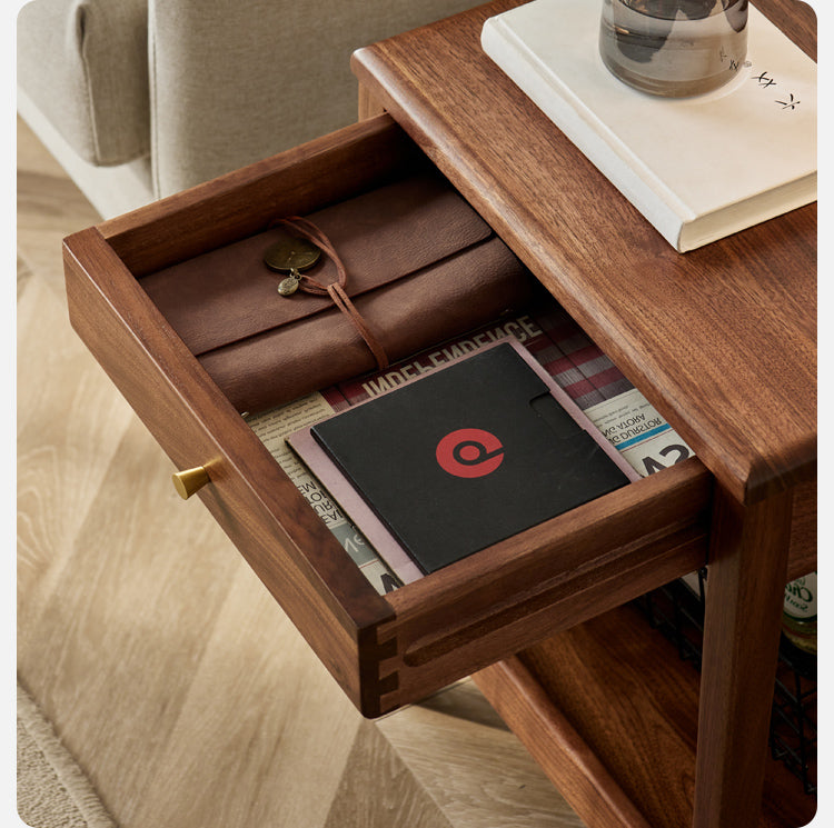 Black Walnut Solid Wood Narrow Nightstand