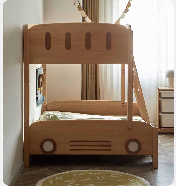 Beech solid wood children's Bunk Bed cartoon car Bed.