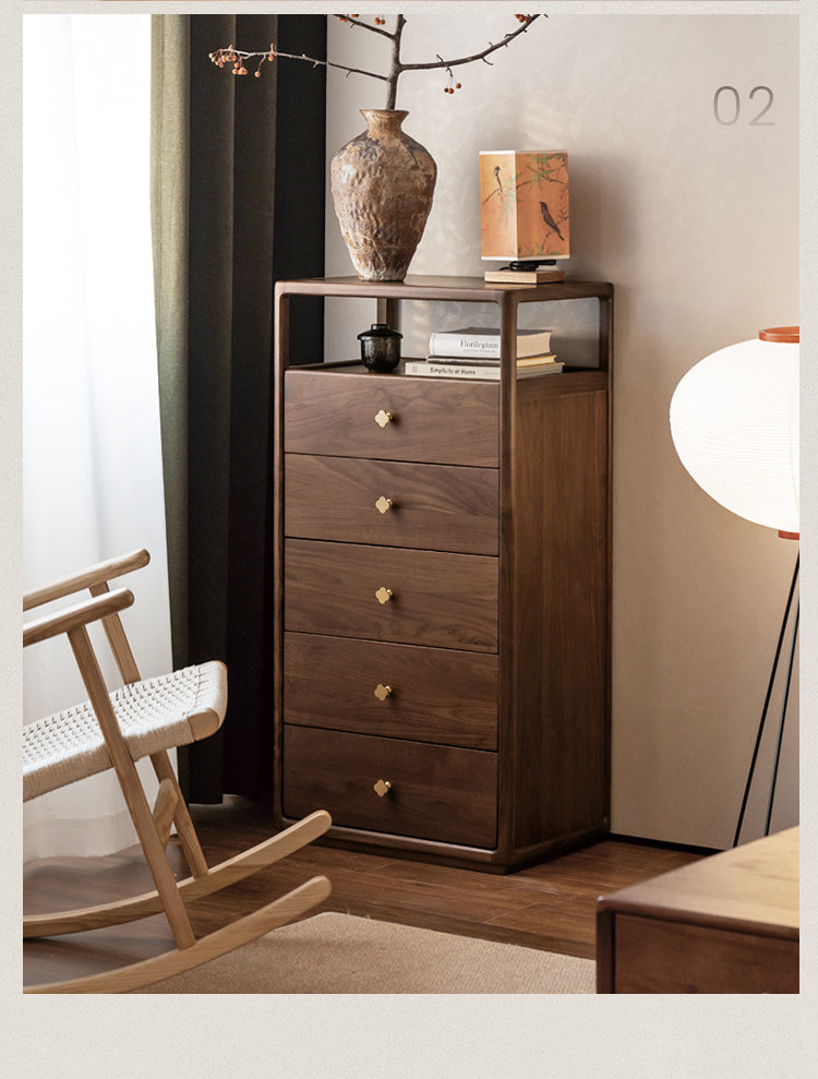 Black Walnut, Oak Solid Wood Storage Cabinet