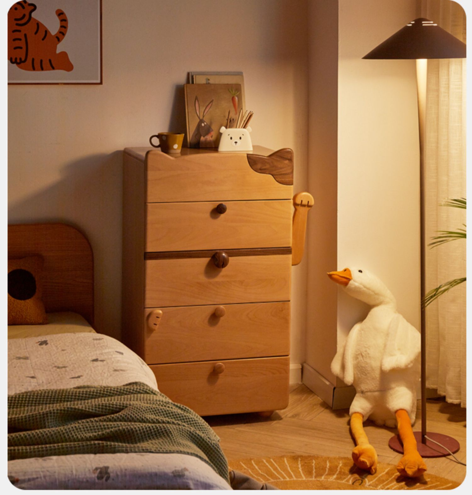 Beech Solid Wood  kids chest of drawers -Type Toy Storage Cabinet"