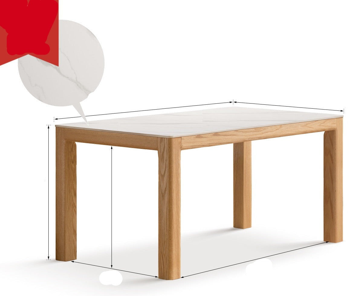 Oak Solid wood simple shape rock plate dining table "