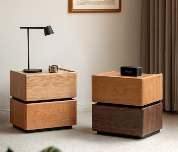 Black walnut, Oak solid wood bedside table,