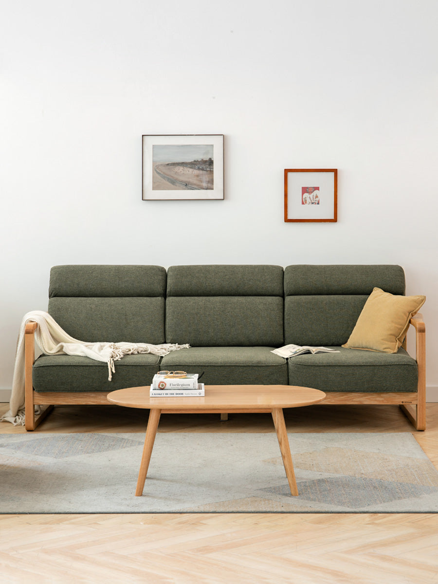 Oak solid wood new style fabric sofa"