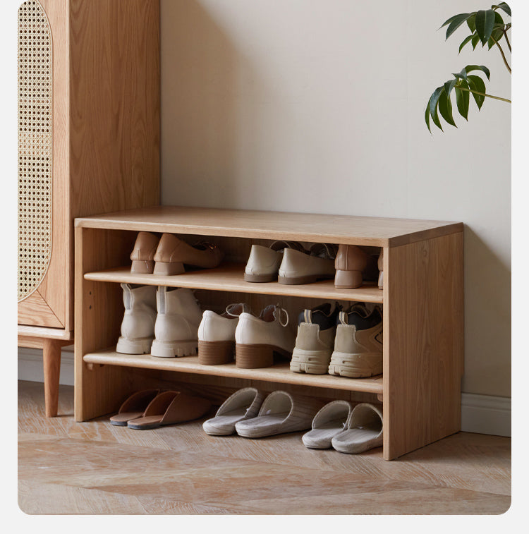 Ash Solid Wood Shoe Changing Stool for Home Entrance)
