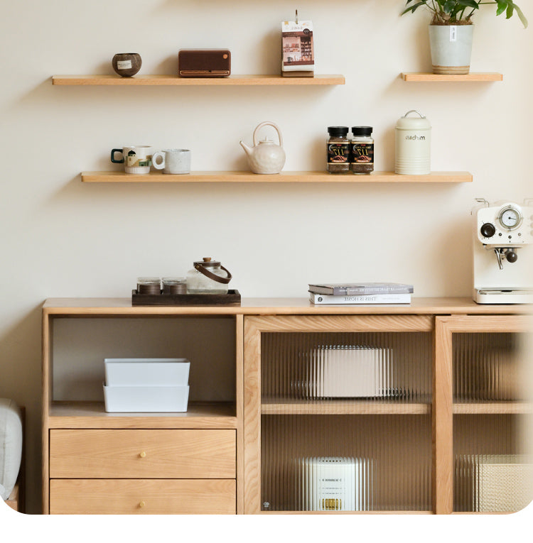 Oak, Black walnut Solid Wood Wall Shelf Bookcase