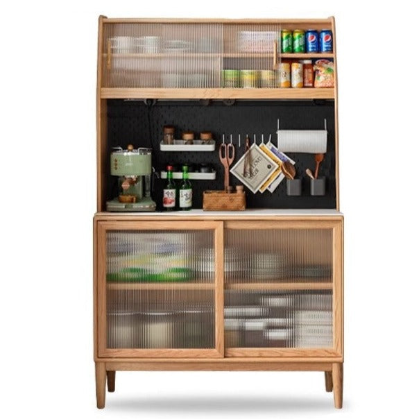 Oak solid wood sideboard multi-functional buffet cabinet,