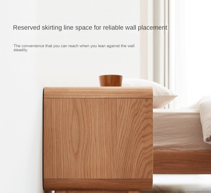 Oak solid wood nightstand minimalist -