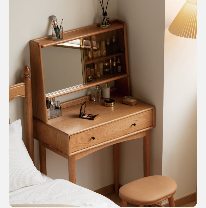 Cherry wood multi-functional storage dressing table: