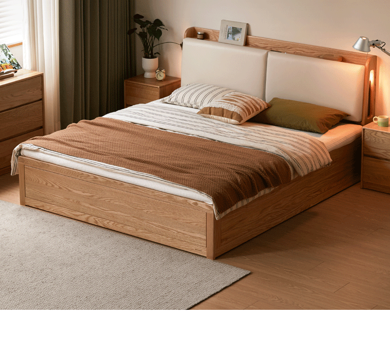 Oak Solid Wood Box Bed Storage Technology Cloth