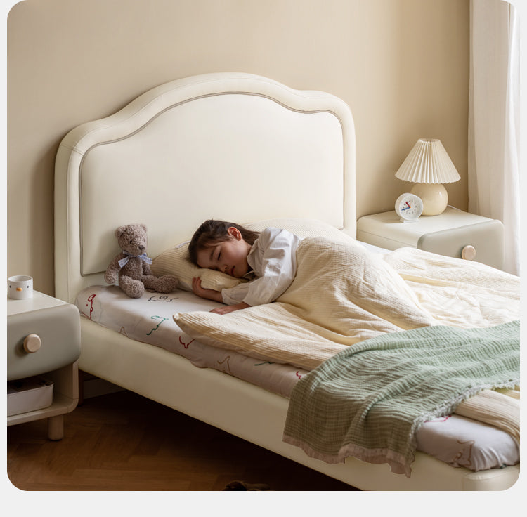 Organic Leather Cream Style Soft Kid's Bed