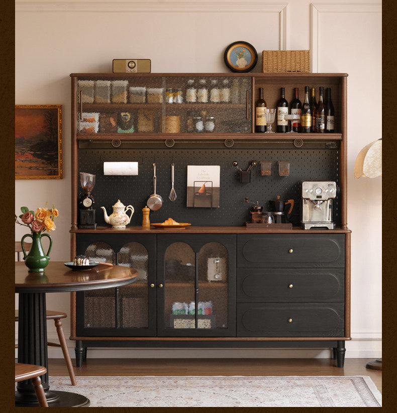 Ash Solid Wood Sideboard with American Retro Style and Storage Cabinet
