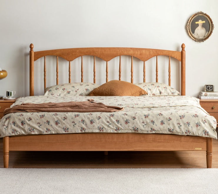 Retro style Cherry wood solid wood bed ,princess bed"