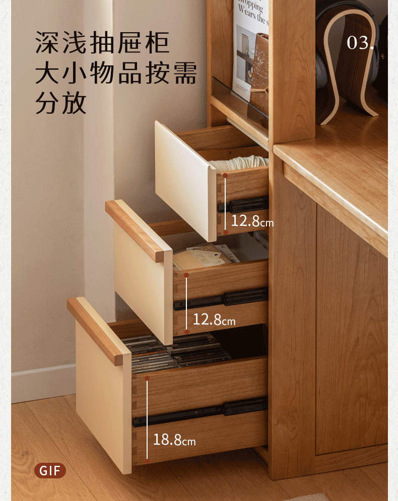 Cherry Solid Wood Office Desk with Integrated Bookshelf