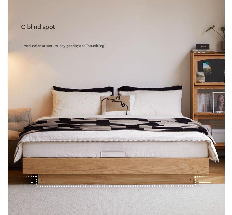Oak solid wood platform bed, headboard-free bed suspension bed.