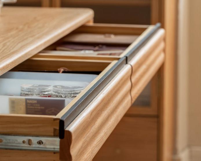 Oak Solid Wood Computer Desk With Drawer