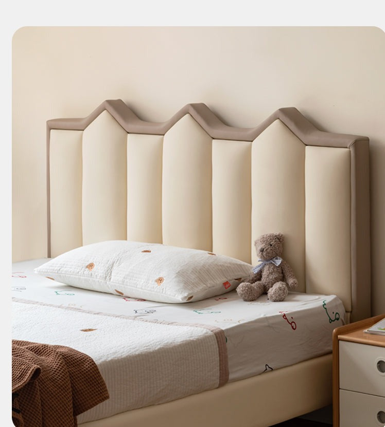 Organic Leather kid's castle bed, cream style