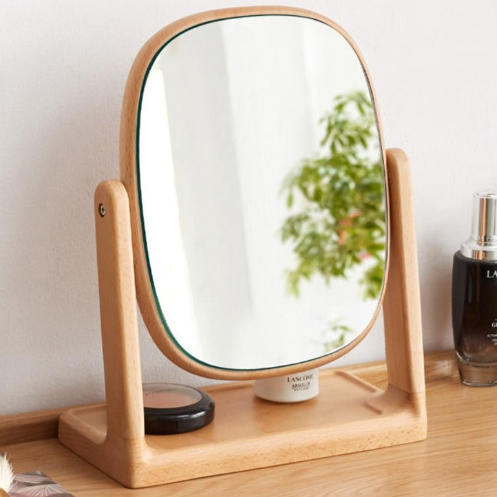 Solid wood makeup dressing mirror