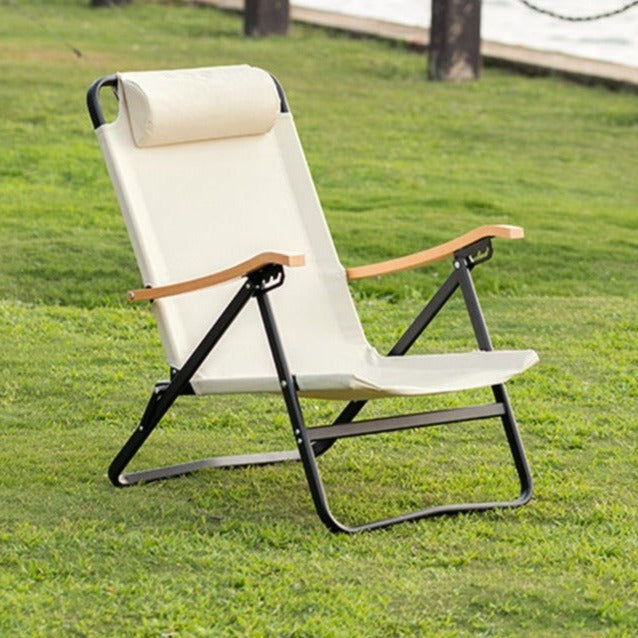 2 pcs set -Folding portable outdoor adjustable camping chair, Armrest Beech"