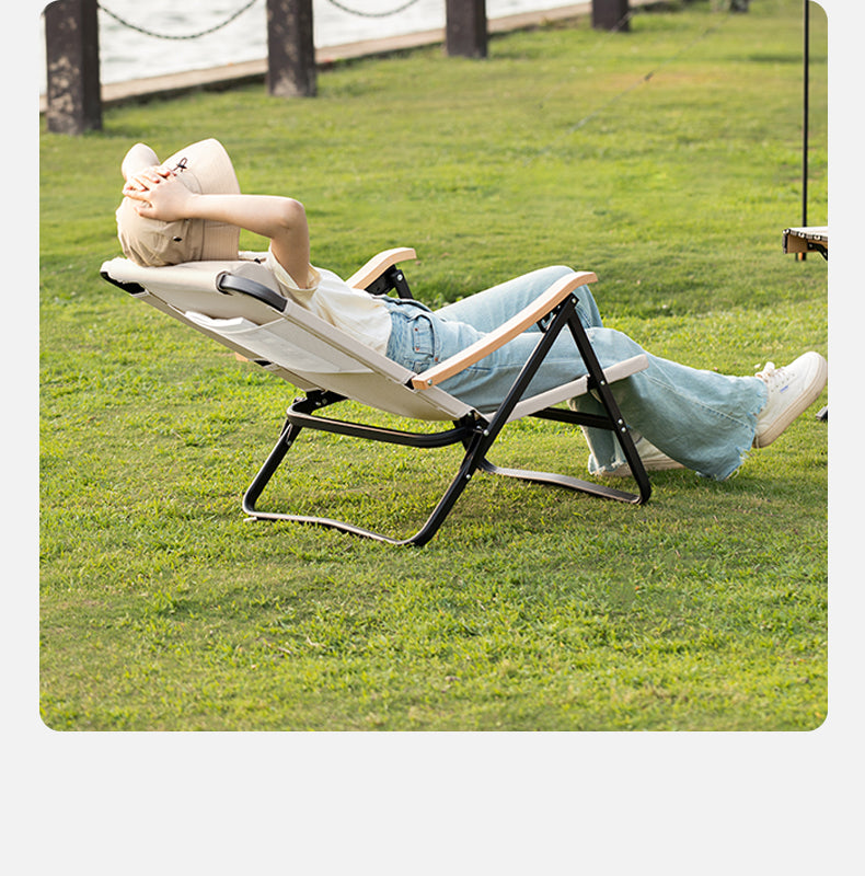 2 pcs set -Folding portable outdoor adjustable camping chair, Armrest Beech"