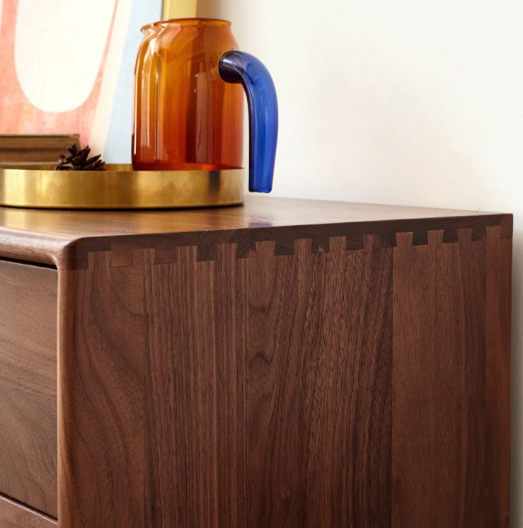 Black Walnut solid wood drawer, modern porch cabinet"