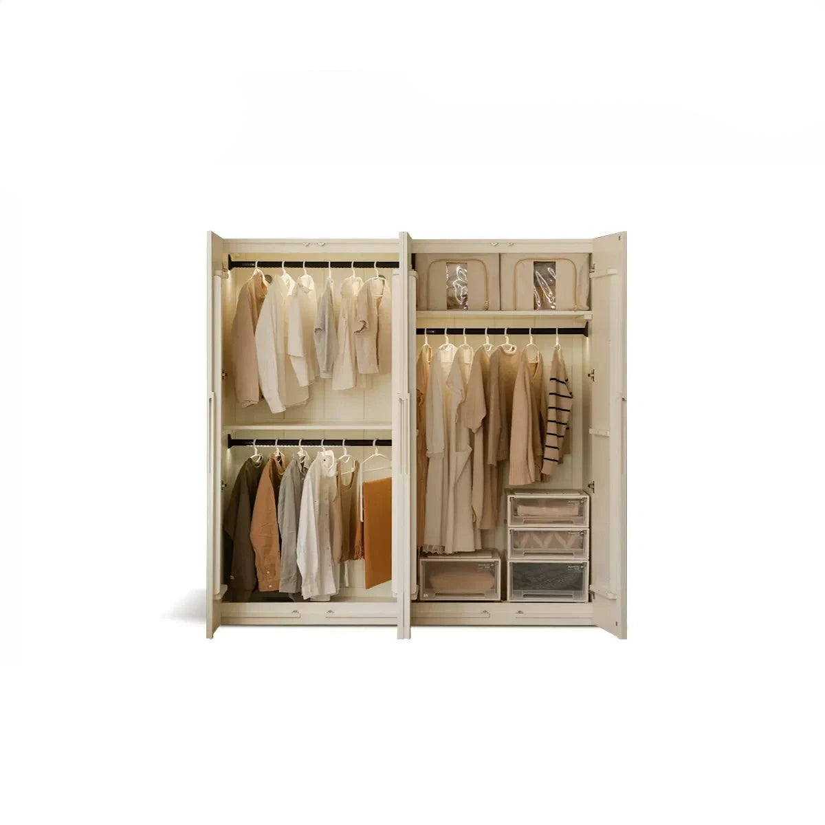 Solid wood cream wardrobe-